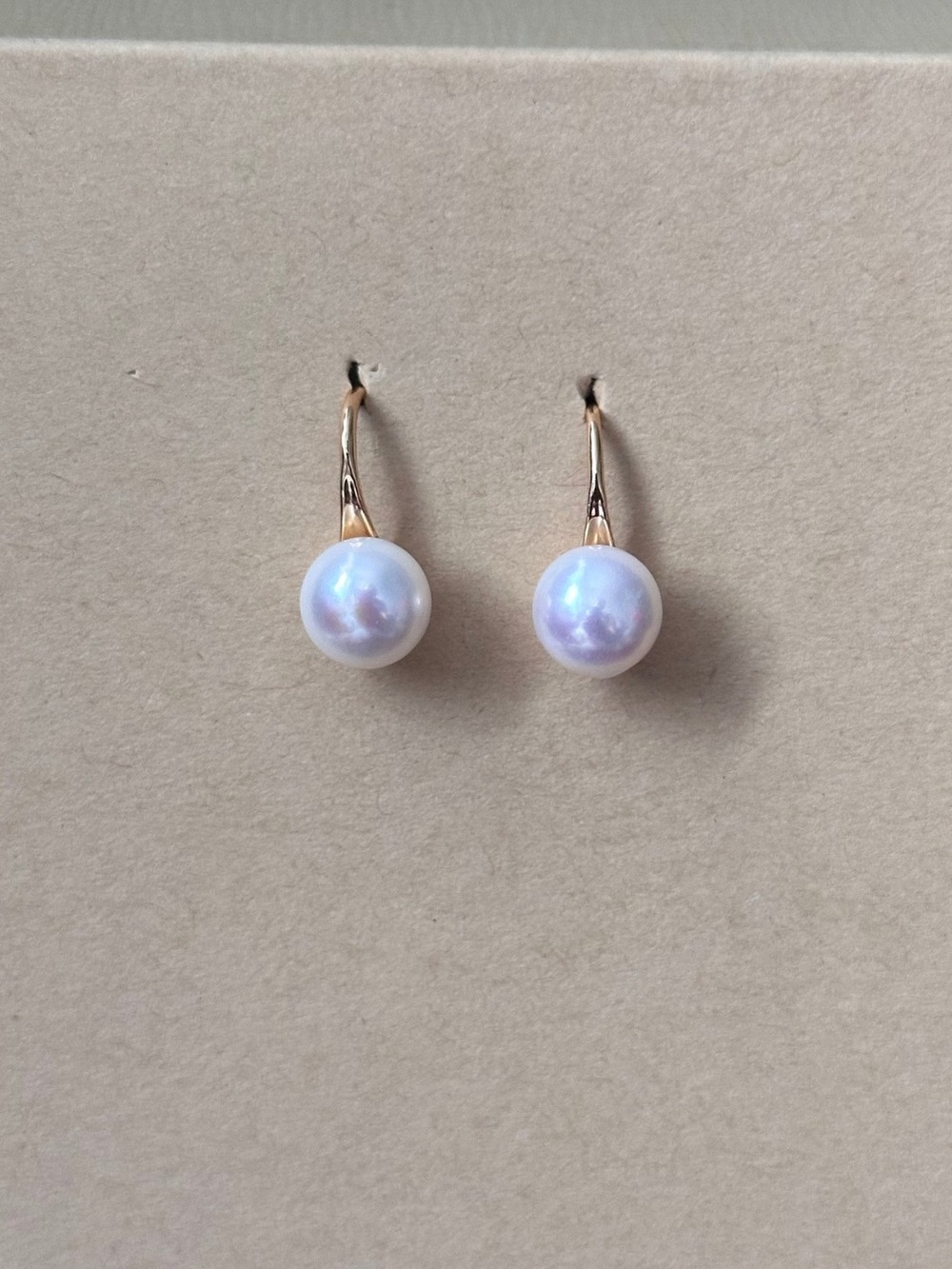 Akoya Saltwater Pearl Drop Earrings 10mm Gold Hook